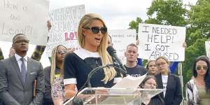 Paris Hilton speaks at a Stop Institutional Child Abuse event in Washington DC last May.