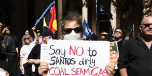 An anti-Santos rally in Sydney in April.