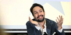 “My kids were the same age as Bluey and Bingo so it hit us at the exact right time”:Lin-Manuel Miranda at a media conference in Brisbane on Sunday.