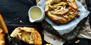 Head to Italty for sweets:Almond and pear (or apple) crostata.