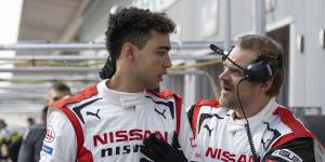 Archie Madekwe (left) plays a gamer who becomes a real-life racing car driver,while David Harbour plays his mentor in Gran Turismo.