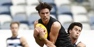 Young Magpie Oliver Henry during a practice match.