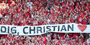 A tribute to Denmark’s Christian Eriksen,who collapsed during his country’s Euro 2020 opener against Finland.