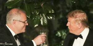 Prime Minister Scott Morrison and US President Donald Trump in the Rose Garden of the White House.