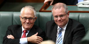 Malcolm Turnbull and Scott Morrison during question time in 2014. 