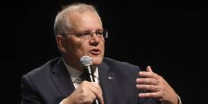 Prime Minister Scott Morrison speaks at the Victorian Chamber of Commerce and Industry breakfast.