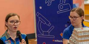 With matching double degrees in mechatronics and engineering,the 25-year-olds turn heads as they help design and build the Scitech Discovery Centre displays that engage minds young and old in science,technology,engineering and mathematics.