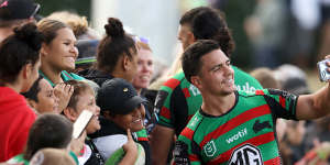 Why Souths fans should keep smiling:Kodi Nikorima with fans on the weekend