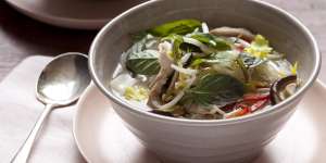 Karen Martini's Vietnamese chicken and rice noodle soup.