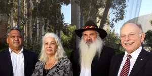 From left:Noel Pearson,Marcia Langton,Patrick Dodson and Mark Leibler meet to discuss the issue in 2011. Pic by