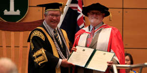 Ross Gittins receives a Doctor of Letters from Macquarie University. September 28,2011.