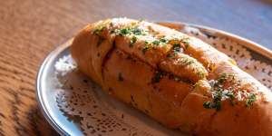 Garlic bread with an embarrassment of garlic and butter.