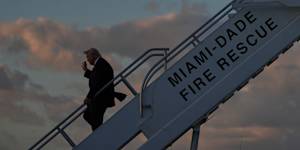 Increasingly isolated from his MAGA base,President Donald Trump arrives on Air Force One at Miami International Airport on the weekend.