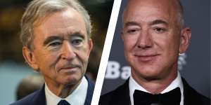 LVMH’s Bernard Arnault (left) and Amazon CEO Jeff Bezos are vying for second place on the global rich list.