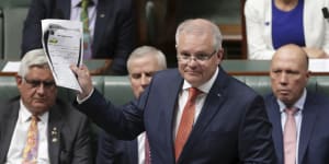Minister for Indigenous Australians Ken Wyatt and Prime Minister Scott Morrison during his Closing the Gap statement on February 12.