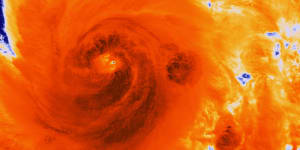 An infrared image of Hurricane Sandy over Cuba,October 25,2012.