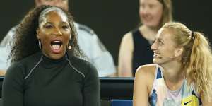 Fashion forward ... Serena Williams (left) and Petra Kvitova at Wednesday's Rally for Relief event at Rod Laver Arena.