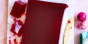 Raspberry and prosecco jelly for Danielle Alvarez's trifle.