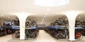 A new facility in Amsterdam using bike parking garages similar to those in Utrecht.
