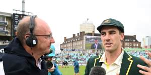 Jonathan Agnew interviewing Pat Cummins during last year’s men’s Ashes clash at the Oval.