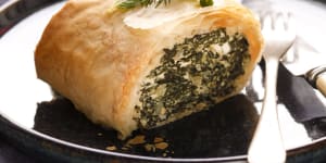 This sort-of spanakopita subs silverbeet for spinach.