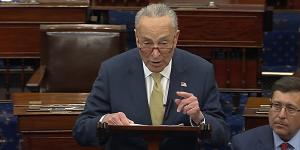 Senate Majority Leader Chuck Schumer of New York,speak on the Senate floor.