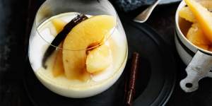 Vanilla,buttermilk panna cotta with quince.