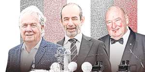 St Kilda powerbrokers Gerry Ryan,president Andrew Bassat and Lindsay Fox,who celebrated his birthday aboard the Seabourn Quest.