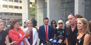 Natalie Hinton speaks to media outside court after Patea was sentenced to life in prison