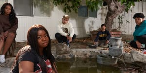 From left,TikTok stars Courtney Nwokedi,Tatayanna Mitchell,Luis Capecchi,Walid Mohammed and Zach Jelks at their home in Los Angeles this month. Many people who have found fame on TikTok are struggling with mental health issues.