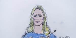 In this courtroom artist sketch,Jennifer Siebel Newsom,a documentary filmmaker and the wife of California Governor Gavin Newsom,testifies at the trial of Harvey Weinstein in Los Angeles,last month.