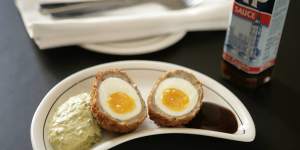 Pic shows the scotch eggs by Paul Wilson at the Middle Park Hotel for masterchef column. 24 February 2010. The Age Epicure. Pic by EDDIE JIM/ejz100224.002.005