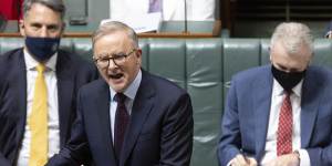 Prime Minister Anthony Albanese endorsing the government’s Climate Change Bill in the lower house on Thursday.