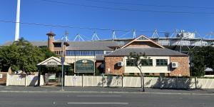 The Gabba looms over East Brisbane State School,at the intersection of Wellington Road and Vulture Street in Woolloongabba.