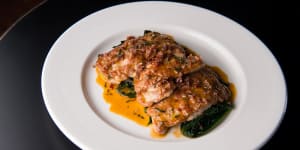 Quiet elegance:The saltimbocca di maiale (pork loin) e spigarello.