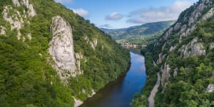 The head of King Decebalus in the Danube Gorges,Romania.