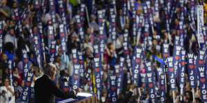 Delegates gave Biden a rapturous welcome onstage.