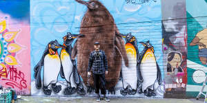 Pesto the penguin immortalised in CBD mural