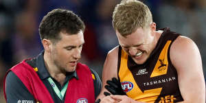 James Sicily was able to play out the match after dislocating his shoulder.