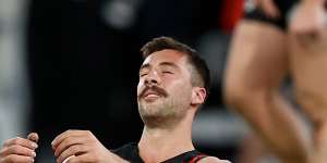 Kyle Langford after the final siren,when Essendon and Collingwood couldn’t be split.