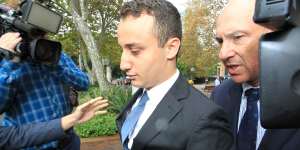 Luke Lazarus leaves court after his appeal judgment last year.