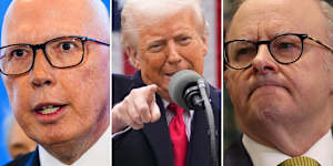 Opposition Leader Peter Dutton,US President Donald Trump and Prime Minister Anthony Albanese.
