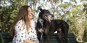 Greyhound fosterer Erika Wadlow,with her dog Whisper,says there has been a significant increase in dogs needing a home.