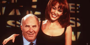 Clive James with Kylie Minogue,1995.