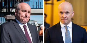 NSW Transport Minister David Elliott (left) launched a scathing attack on Treasurer Matt Kean.
