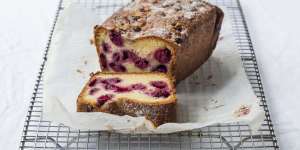 A very cultured cake:Raspberry and yogurt loaf.