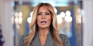 Melania Trump delivered a rare public statement from the grand foyer of the White House.