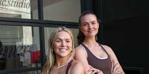  Laura Henshaw and Imogen Sist outside KICStudio.