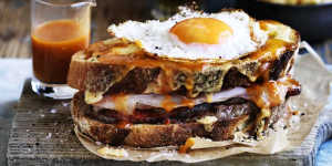 Adam Liaw's'Little Frenchie'Francesinha toasted sandwich.