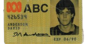 Anderson’s first ABC staff card,issued in 1989.